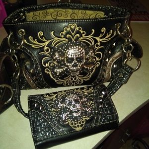 Skull purse and wallet